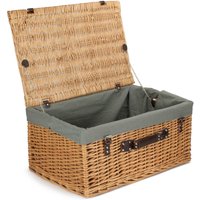 Red Hamper 60cm Buff Wicker Basket with Grey Lining in Natural