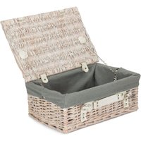 Red Hamper 35cm White Picnic Basket with Grey Lining