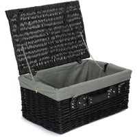 Red Hamper 51cm Empty Black Willow Picnic Basket With Grey Lining