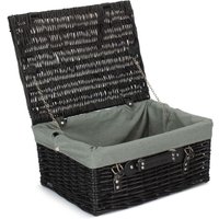 Red Hamper 41cm Empty Black Willow Picnic Basket With Grey Lining