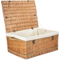 Red Hamper 72cm Double Steamed Rope Handled Wicker Trunk White Cotton Lining