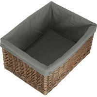 Red Hamper Antique Wash Grey Cotton Grey Lined Willow Storage Baskets | Size: Small