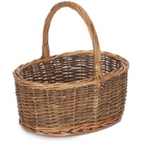 Red Hamper Oval Unpeeled Shopping Basket in Brown | Size: Large