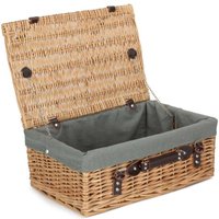 Red Hamper Wicker 45cm Buff Picnic Basket with Cotton Lining in Grey