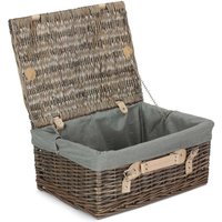Red Hamper Wicker 40cm Antique Wash Picnic Basket with Cotton Lining in Grey