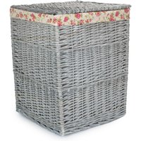 Red Hamper Grey Wash Square Laundry Basket with Garden Rose Lining | Size: Large