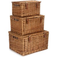 Red Hamper Light Steamed Windsor Wicker Picnic Basket in Brown