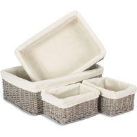 Red Hamper Wicker Grey Wash Lined Storage Tray in Mid Grey | Size: Medium