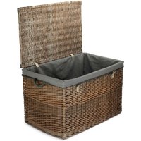 Red Hamper Wicker Large Antique Wash Storage Basket in Grey