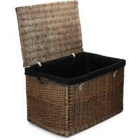 Red Hamper Wicker Large Antique Wash Storage Basket in Black
