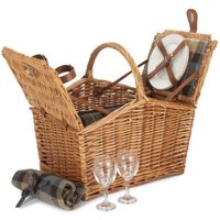 Red Hamper 2 Person Ravenstor Slope-Sided Fitted Wicker Picnic Basket in Blue