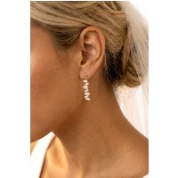 MUCHV Gold Long Earrings With Baguette Stones - Women's Jewellery