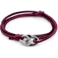 ANCHOR & CREW Men's Windsor Silver & Rope Bracelet in Purple