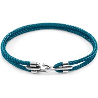 ANCHOR & CREW Men's Canterbury Silver & Rope Bracelet in Blue | Size: 21 cm