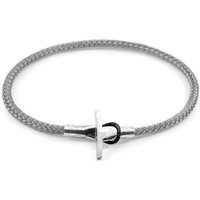 ANCHOR & CREW Men's Cambridge Silver & Rope Bracelet in Grey | Size: 19 cm