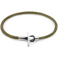 ANCHOR & CREW Men's Cambridge Silver & Rope Bracelet in Green | Size: 23 cm