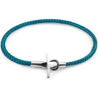 ANCHOR & CREW Men's Cambridge Silver & Rope Bracelet in Blue | Size: 23 cm