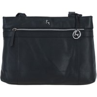 Ashwood Leather Women's 'Derry' Classic Real Leather Zipped Shoulder Bag in Black