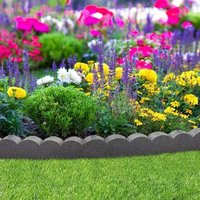 Nicoman Flexible Rubber Garden Border Edging - Scallop Stone 1.2m in Grey | Size: 24 Pack