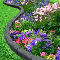 Nicoman Garden Lawn Edging Stomp Edge Rubber Stone Garden Border in Dark Grey | Size: 4 Pack