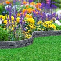 Nicoman Flexible Brick Effect Garden Edging Border - 1.2m in Grey | Size: 8 Pack