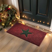 Nicoman Christmas Star PVC Spaghetti Doormat in Dark Red | Size: 90 cm x 60 cm