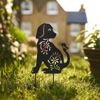 Nicoman Metal Dog Silhouette Garden Ornament Outdoor Garden Decor in Black