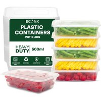 ECONX Plastic Food Storage Containers With Lids Microwave Freezer Safe Boxes in Clear | Size: 25 Pieces