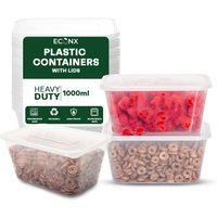 ECONX 1000ml Plastic Food Storage Containers With Lid Microwave Freezer Safe in Clear | Size: 200 Pieces