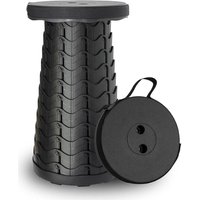 MANTRARAJ Portable Folding Stool Chair With Carry Handle Plastic Foldable Collapsible Telescopic Stool in Black