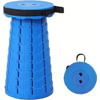 MANTRARAJ Portable Folding Stool Chair With Carry Handle Plastic Foldable Collapsible Telescopic Stool in Blue