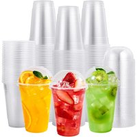 ECONX 500 X Smoothie Cups with Dome Lids 10oz Strong Clear Plastic Cups | Size: 200 Pieces