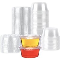 ECONX 1oz Plastic Portion Pots With Lid Deli Pots Sauce Dip Takeaway Tub x 1000 in Clear | Size: 100 Pieces