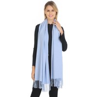 Soft Plain Pashmina Occasions Tassels Scarf Blue