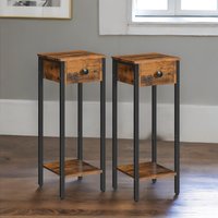 Rafaelo Mobilia Set of 2 Slim Side Tables in Brown
