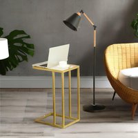 Rafaelo Mobilia Tempered Glass Gold C Shape Side Table