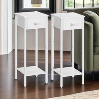 Rafaelo Mobilia Set of 2 Tall Bedside Tables in White