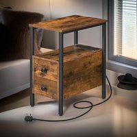 Rafaelo Mobilia Bedside Table with Power Outlet & USB Ports in Brown