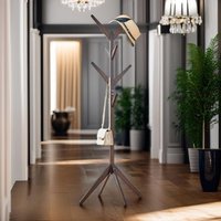 Rafaelo Mobilia Wooden Coat Stand With 8 Hooks in Light Brown