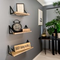 Rafaelo Mobilia Industrial Set Of 3 Adjustable Wall Mounted Shelves in Brown
