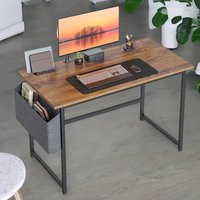 Rafaelo Mobilia Industrial Computer Desk With Storage Bag in Brown
