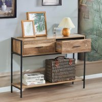 Rafaelo Mobilia Industrial Console Table With 2 Drawers & Storage Shelf in Natural