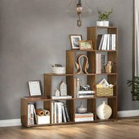 Rafaelo Mobilia Industrial Stepped Cube Storage Unit Rustic Brown in Dark Brown