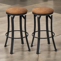 Pirlo Plush Set Of 2 Industrial Swivel Bar Stools 72.8CM in Brown