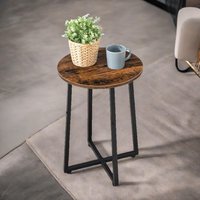 Pirlo Plush Industrial 55CM Tall Narrow Side Table Rustic Brown