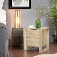 Pirlo Plush Bedside Table With 2 Drawers Natural Brown