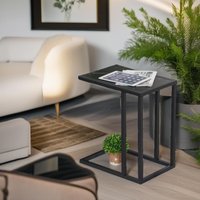 Pirlo Plush Industrial C Shaped Side Table Marble Effect in Black