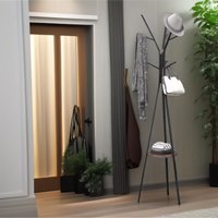 Industrial Coat Rack Stand With 9 Hooks Rustic Brown Multi One Size