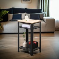 Pirlo Plush 3 Tier Side Table With Mesh Shelves in Natural