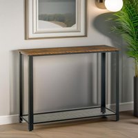 Pirlo Plush Industrial Rustic Console Table With 2 Shelves in Brown